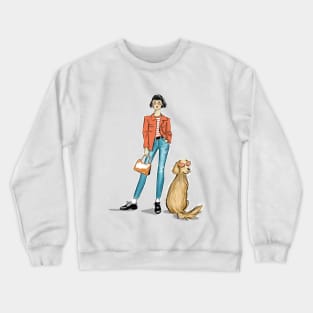 My Dog and Me in Chic Orange Glasses Crewneck Sweatshirt